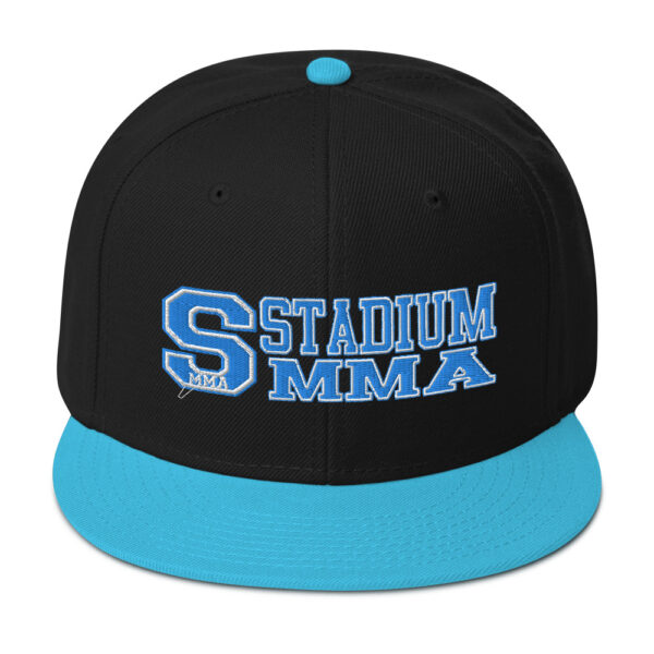 snapback aqua blue black black front 6197c5bb29d0a 600x600 - Stadium MMA Marquee Snapback Hat